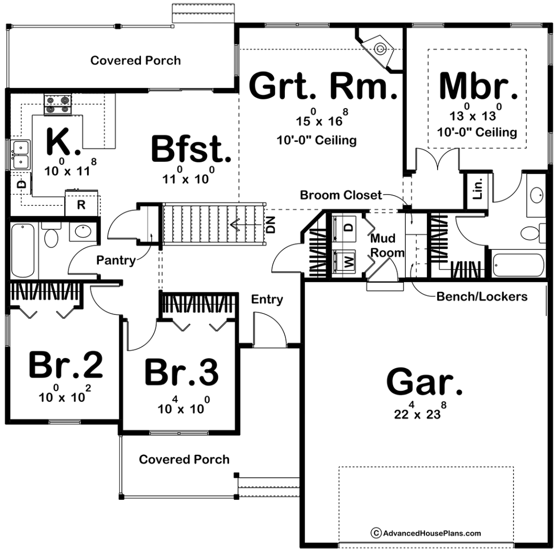 Small House Plans With 3 Bedrooms House Plan 56937 Traditional Style