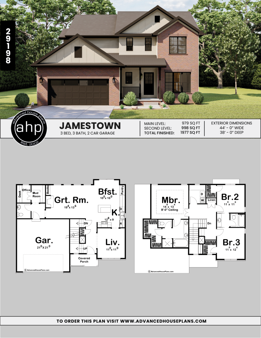 2 Story Traditional House  Plan Jamestown 