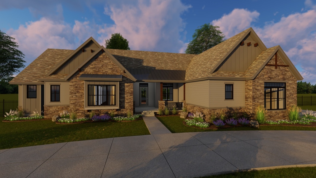  1  Story  Craftsman House  Plan  Fire  Ridge