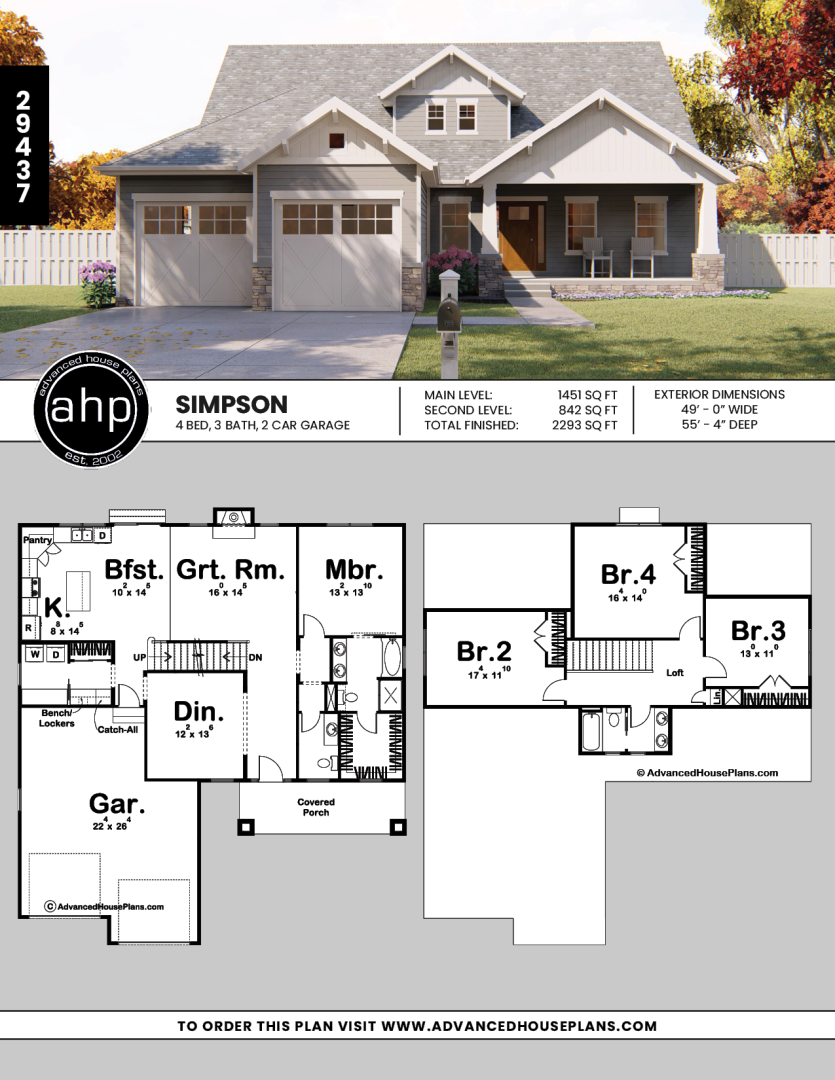 1 5 Story Craftsman House Plan Simpson