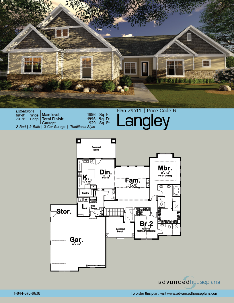  1  Story  Cottage Style House  Plan  Langley