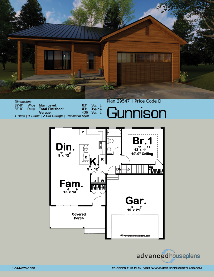  1  Story Traditional House  Plan  Gunnison