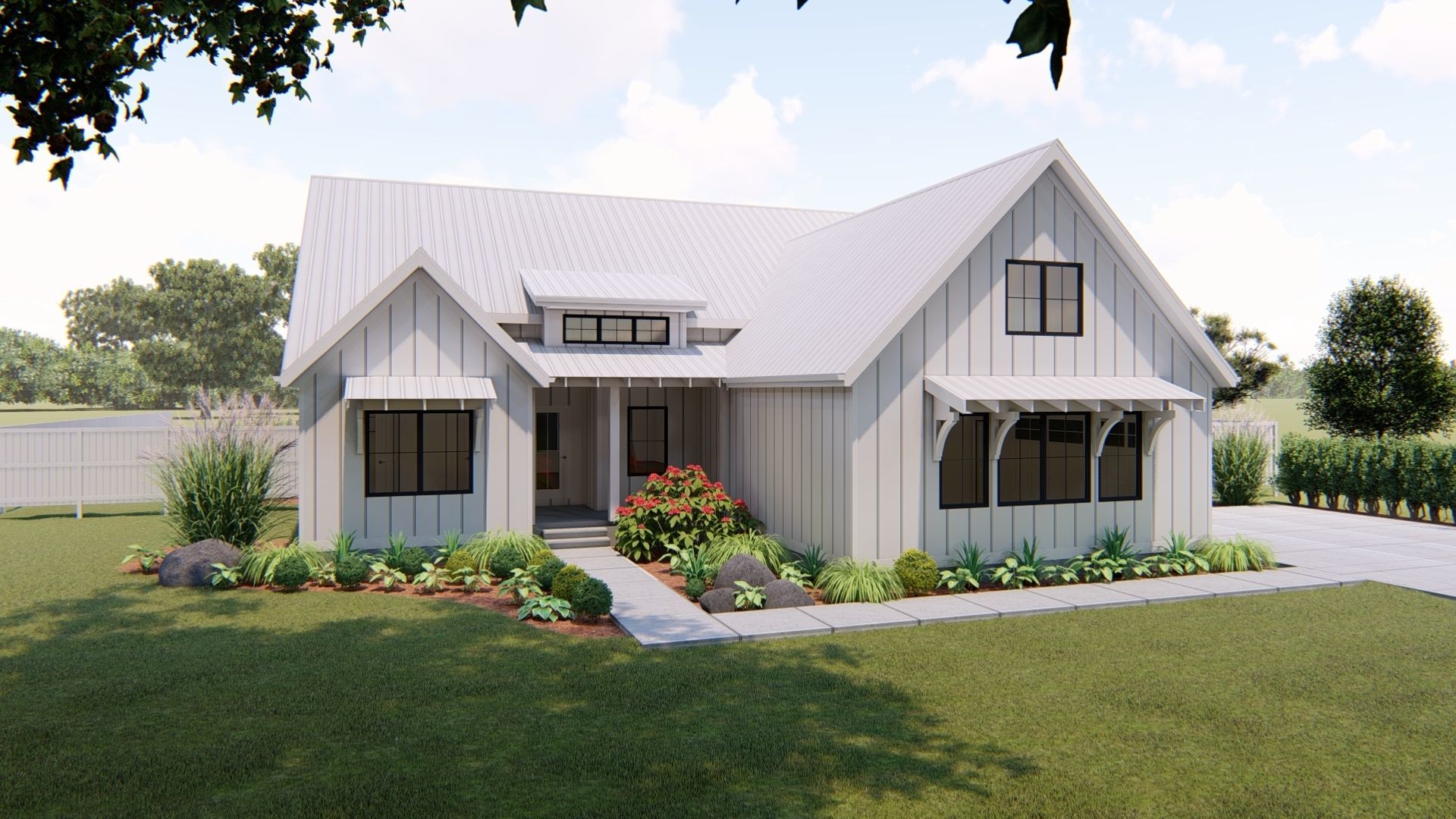  1  Story  Modern Farmhouse  Plan  Cherry Creek