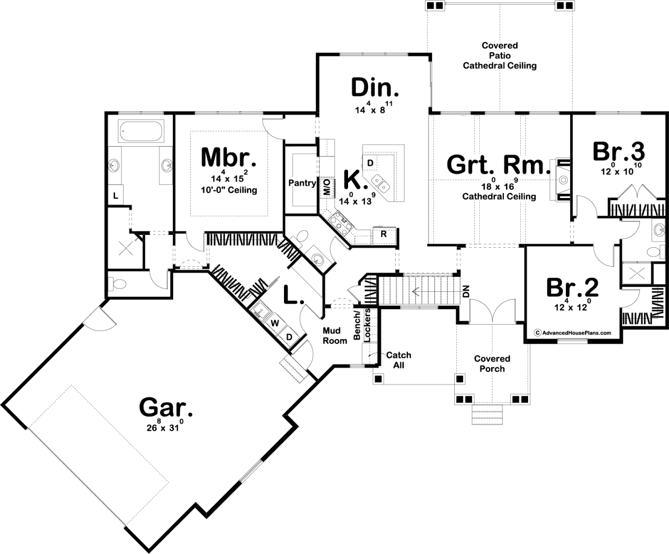 1 Story Craftsman House Plan Marietta