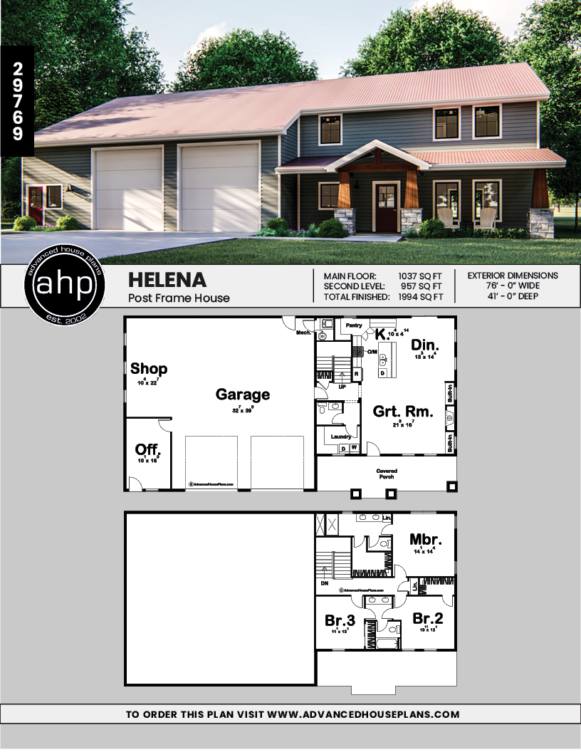  Post  Frame  Home  Barndominium Plan  Helena